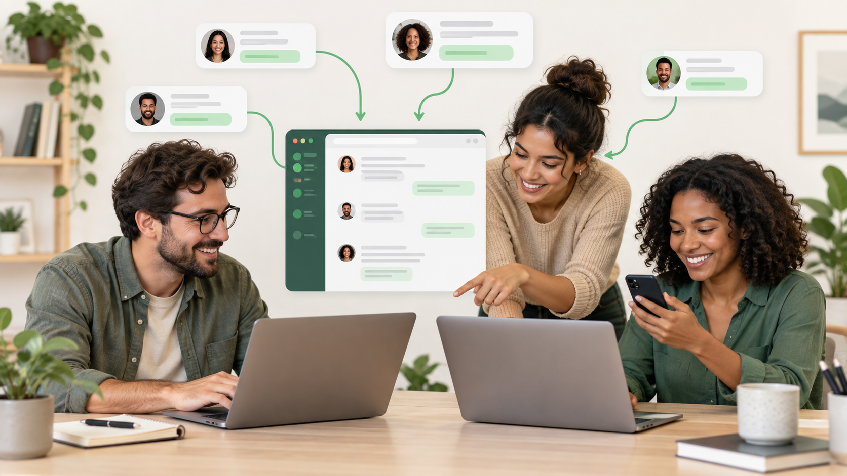 Small business team managing WhatsApp customer conversations together in a shared inbox.